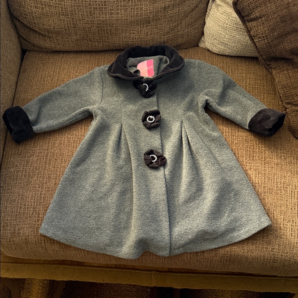 Good Lad Gray Pea Coat with Black Trim